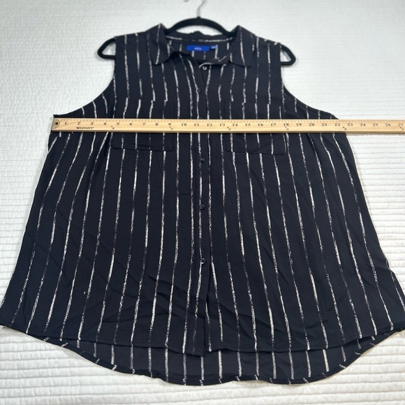 APT.9 Black Shirt with White Stripes. Sleeveless. Sheer. Career. Casual. Size XL - Picture 6 of 7